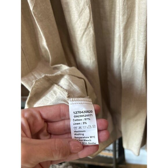 Commense Levanzo Tied Shoulder Linen Short Dress Light Brown Womens Size XS - Picture 9 of 10